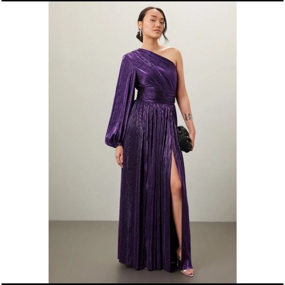 Bronx & Banco Women's Metallic Purple Florence One Shoulder Gown Dress Size XL - Picture 1 of 12
